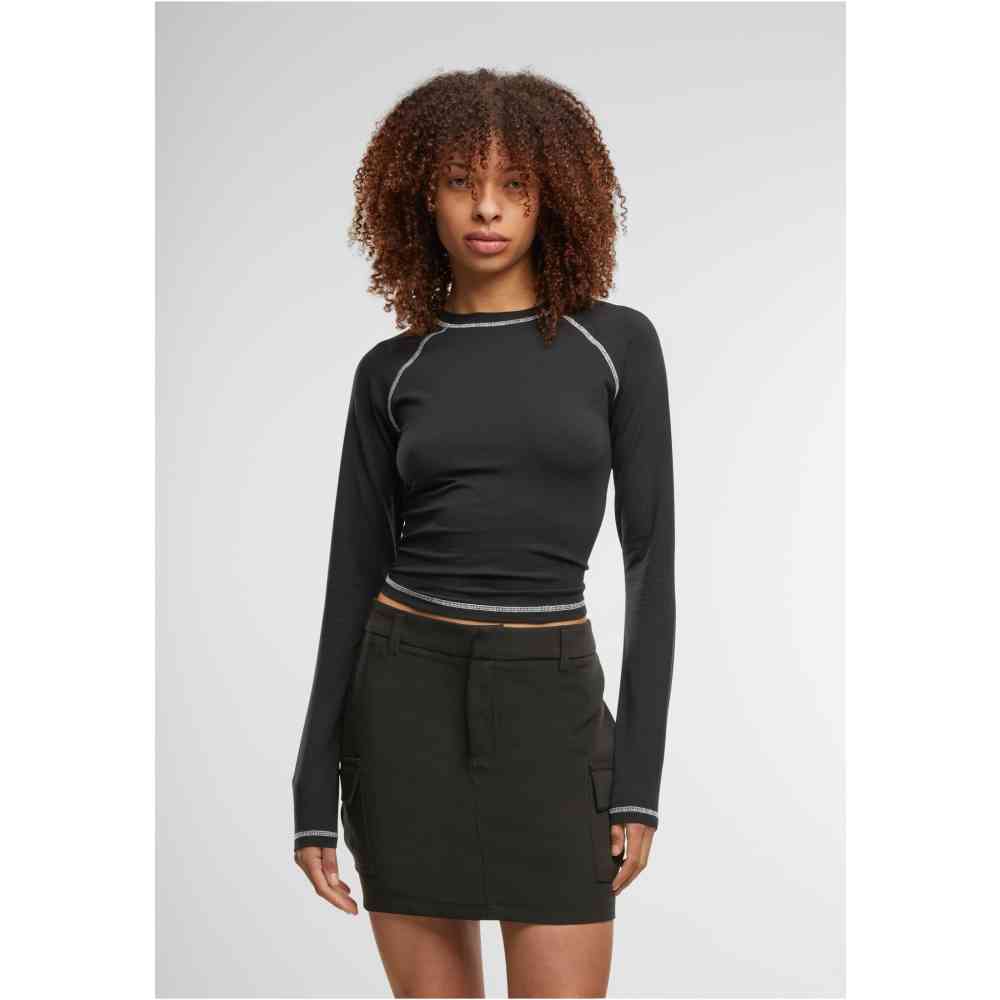 Urban Classics - Contrast Jersey Longsleeve top - Zwart